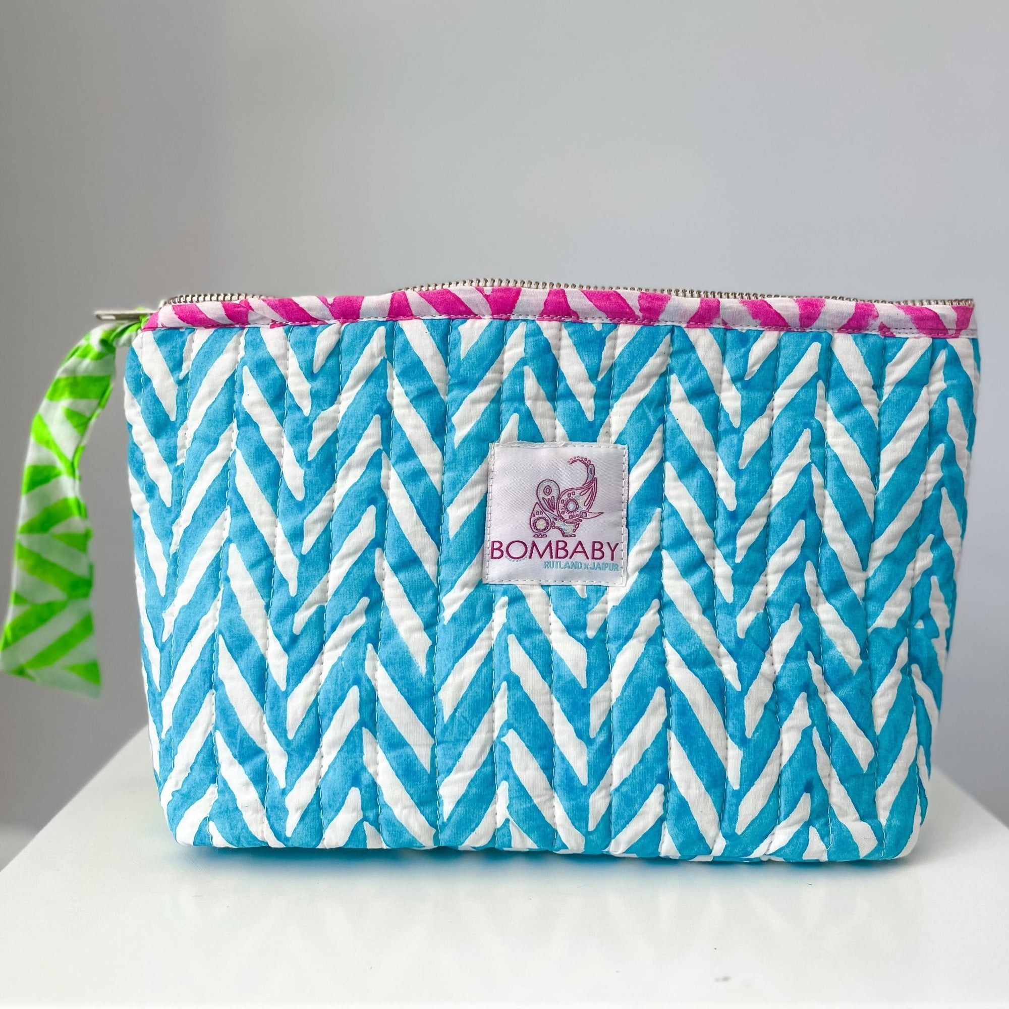 Quilted Make Up Bag | Malibu Blue - Bombaby