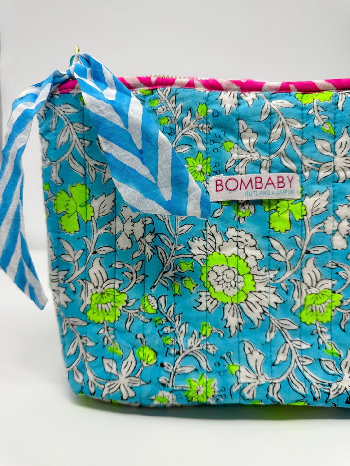 Quilted Make Up Bag | Meadow - Bombaby