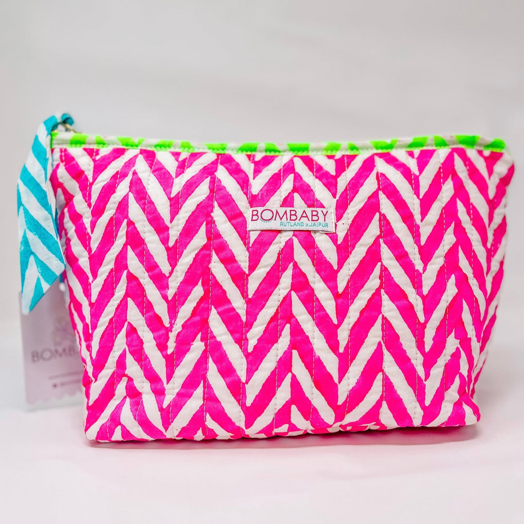 Quilted Make Up Bag | Neon Pink - Bombaby