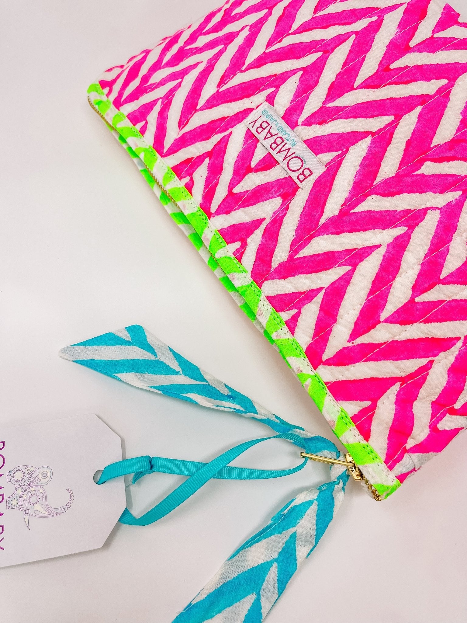 Quilted Make Up Bag | Neon Pink - Bombaby