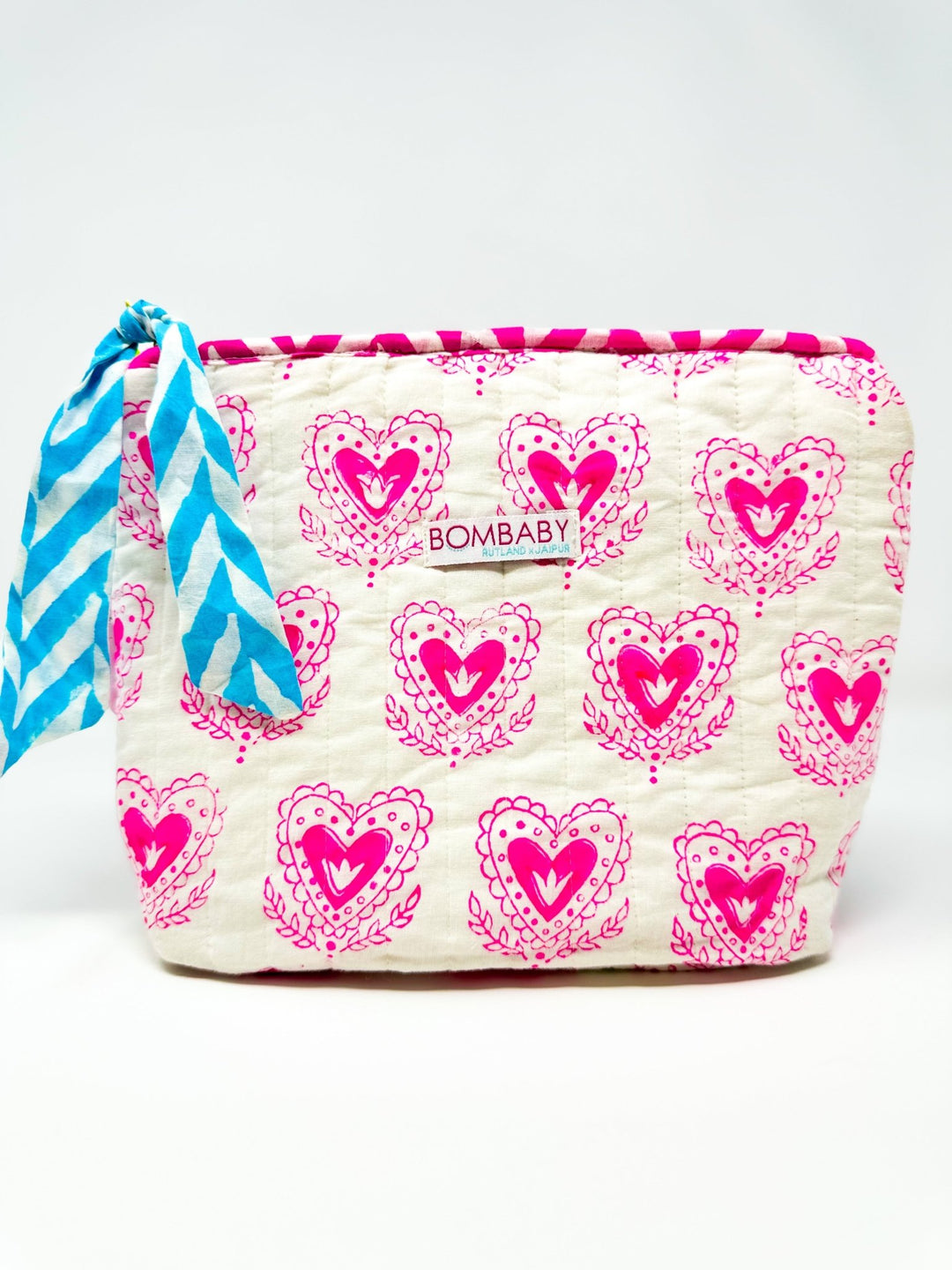 Quilted Make Up Bag | Scallop Heart - Bombaby