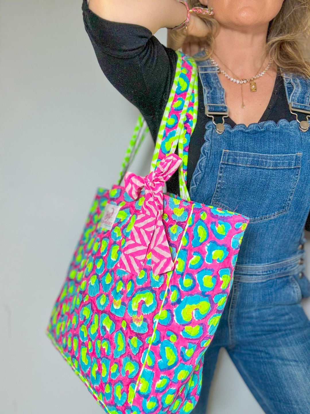 Quilted Tote Bag | Electric Jungle - Bombaby