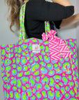 Quilted Tote Bag | Electric Jungle - Bombaby