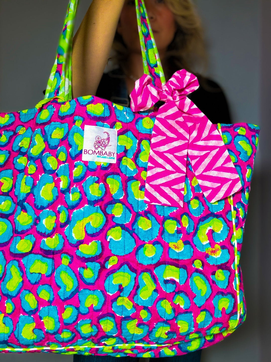 Quilted Tote Bag | Electric Jungle - Bombaby