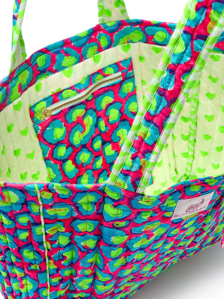 Quilted Tote Bag | Electric Safari - Bombaby