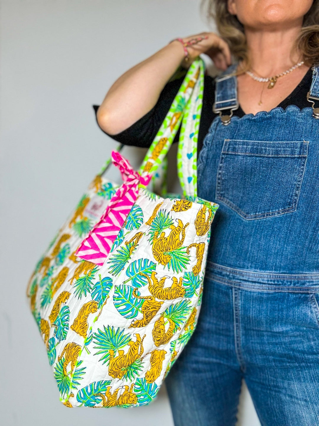 Quilted Tote Bag | Indian Tiger Palms - Bombaby