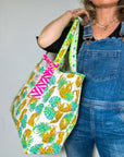 Quilted Tote Bag | Indian Tiger Palms - Bombaby