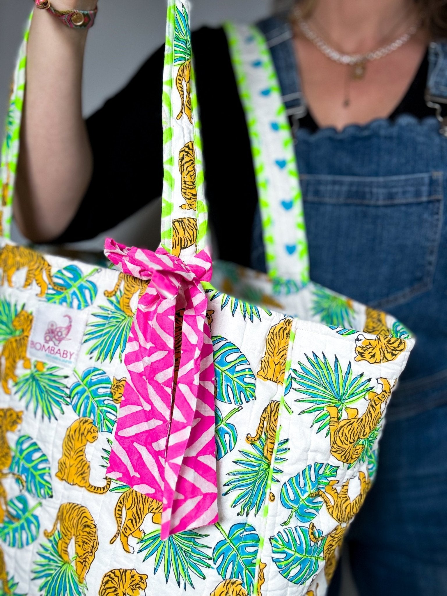 Quilted Tote Bag | Indian Tiger Palms - Bombaby