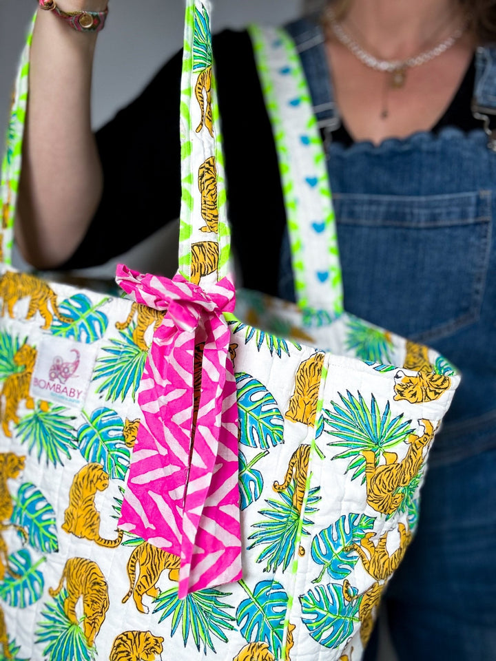 Quilted Tote Bag | Indian Tiger Palms - Bombaby