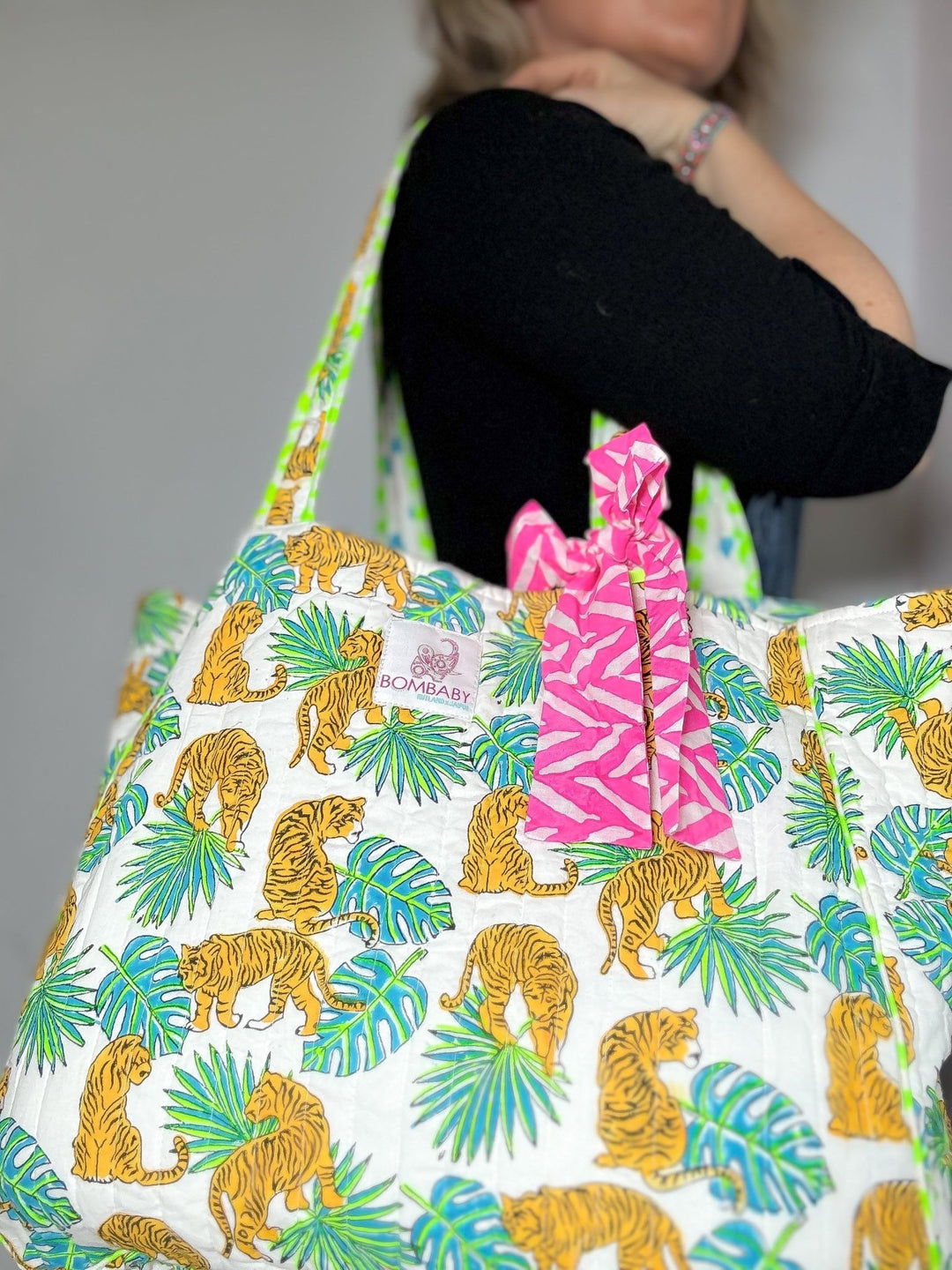 Quilted Tote Bag | Indian Tiger Palms - Bombaby