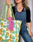 Quilted Tote Bag | Indian Tiger Palms - Bombaby