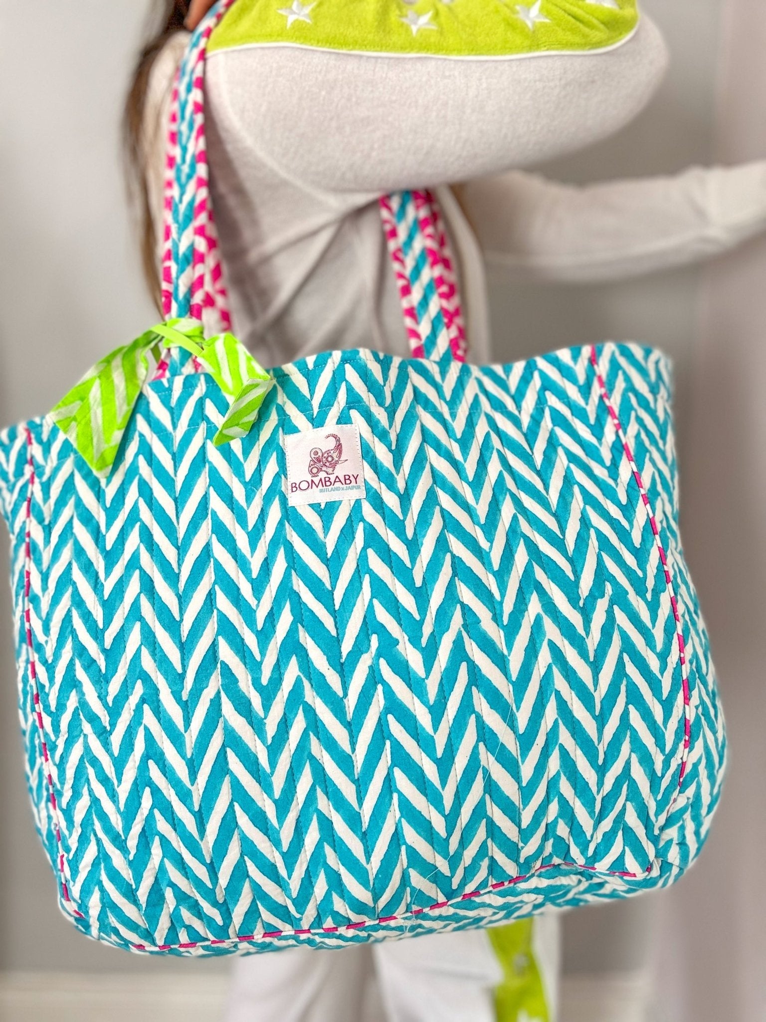 Quilted Tote Bag | Malibu Blue - Bombaby