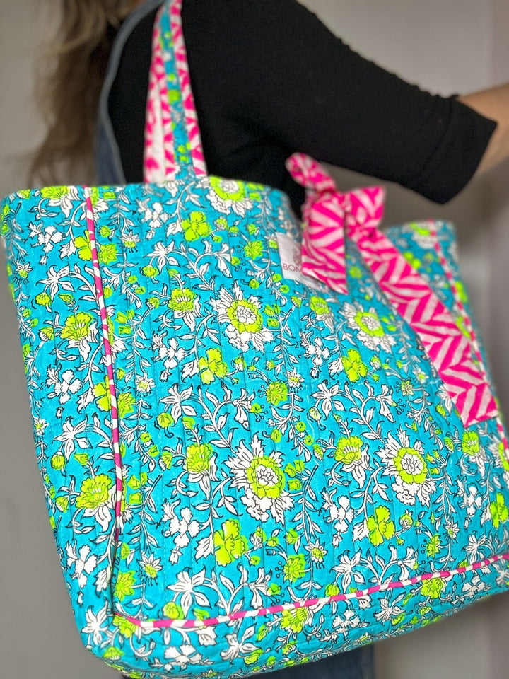 Quilted Tote Bag | Meadow - Bombaby