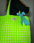 Quilted Tote Bag | Neon Check - Bombaby