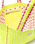 Quilted Tote Bag | Neon Check - Bombaby