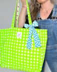 Quilted Tote Bag | Neon Check - Bombaby