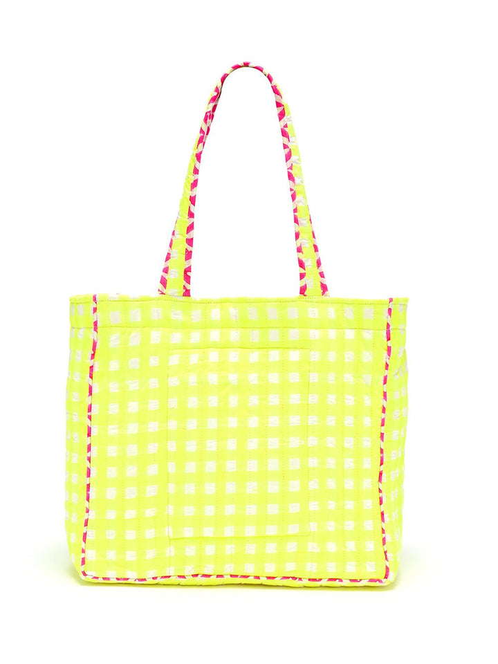 Quilted Tote Bag | Neon Check - Bombaby