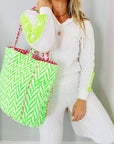 Quilted Tote Bag | Neon Green - Bombaby