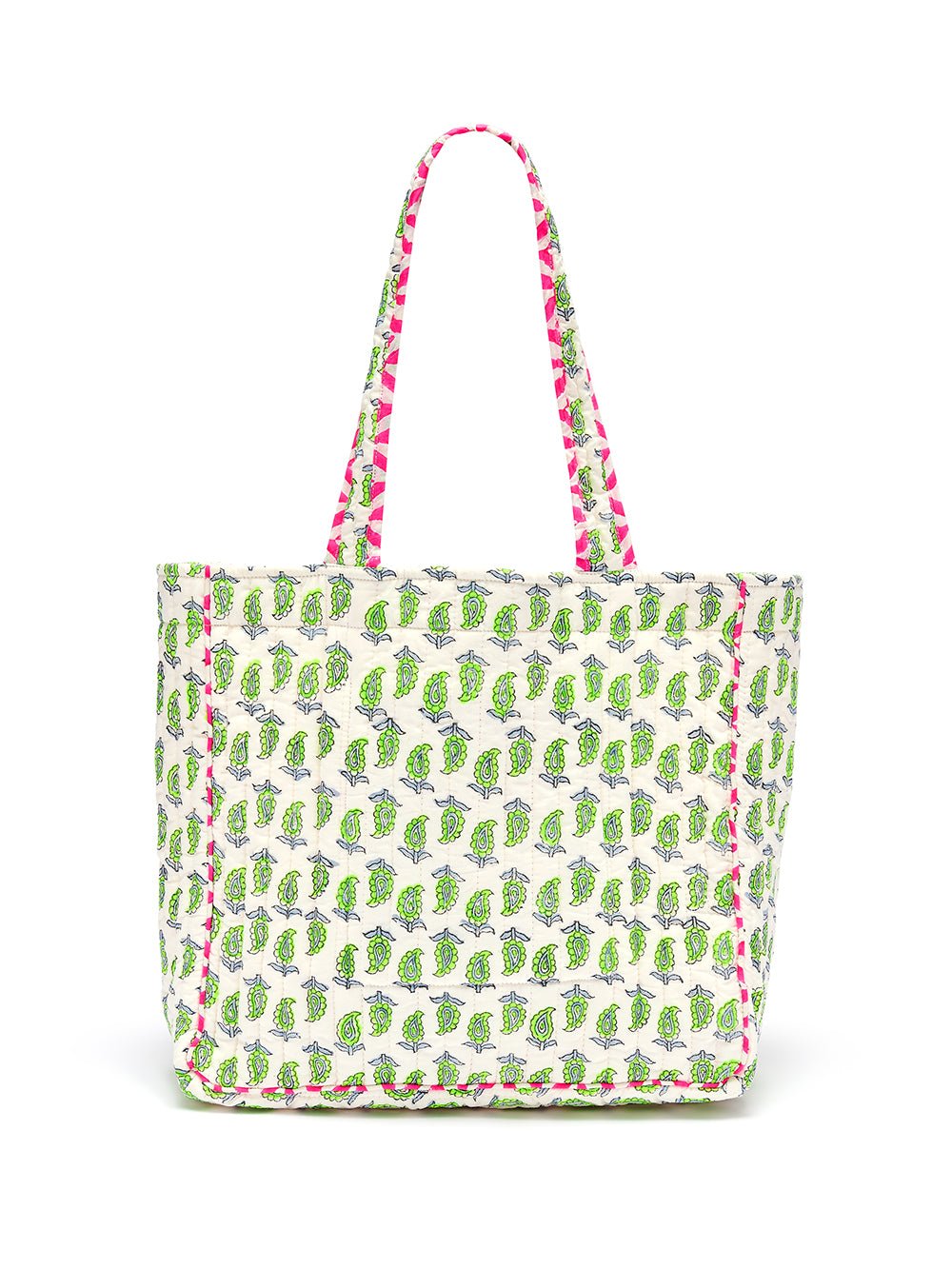 Quilted Tote Bag | Neon Paisley - Bombaby