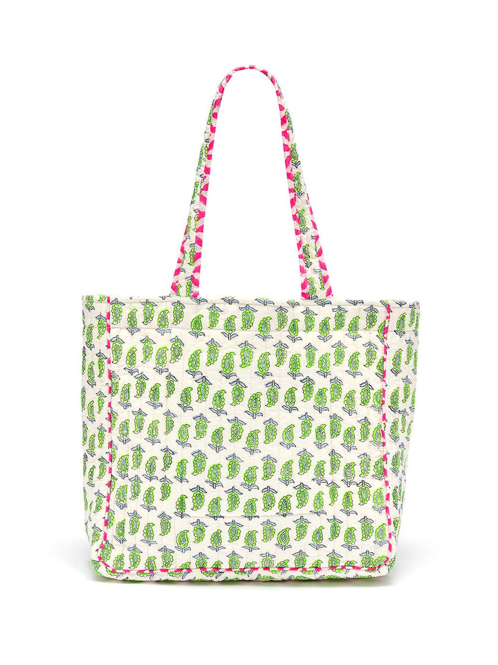 Quilted Tote Bag | Neon Paisley - Bombaby