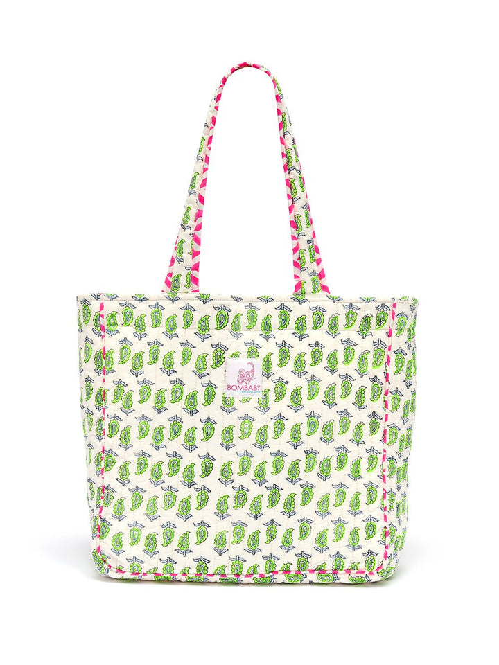 Quilted Tote Bag | Neon Paisley - Bombaby