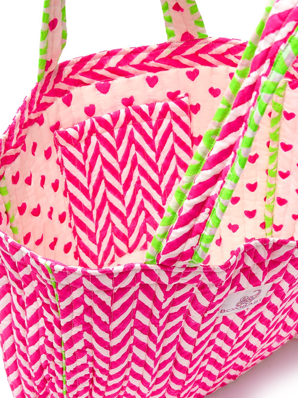 Quilted Tote Bag | Neon Pink - Bombaby