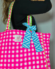 Quilted Tote Bag | Pink Check - Bombaby