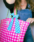 Quilted Tote Bag | Pink Check - Bombaby