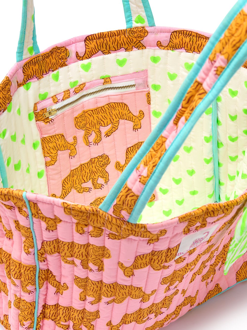 Quilted Tote Bag | Pink Tiger - Bombaby