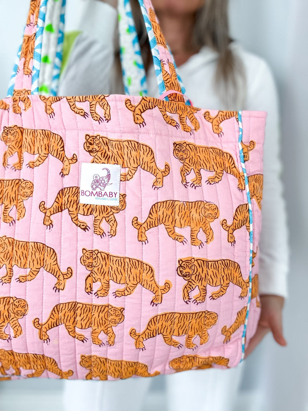 Quilted Tote Bag | Pink Tiger - Bombaby