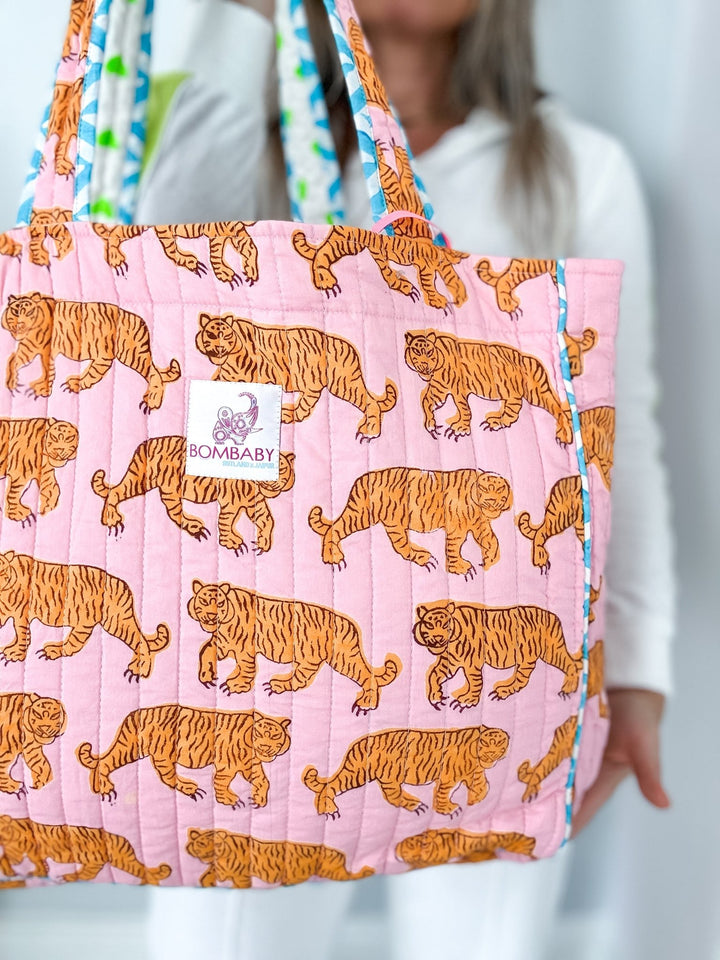 Quilted Tote Bag | Pink Tiger - Bombaby