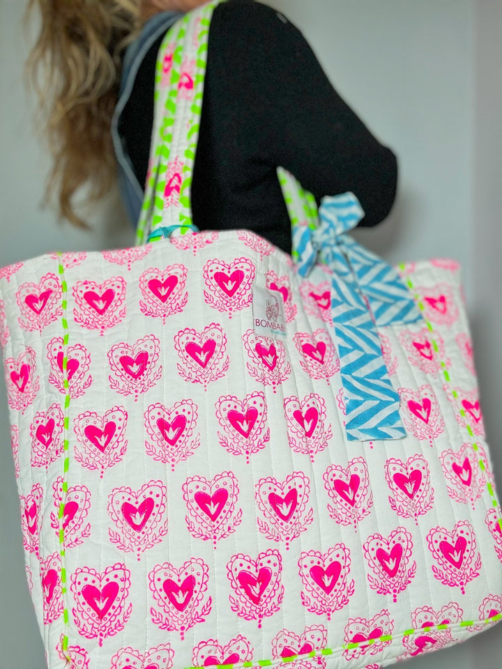 Quilted Tote Bag | Scallop Heart - Bombaby