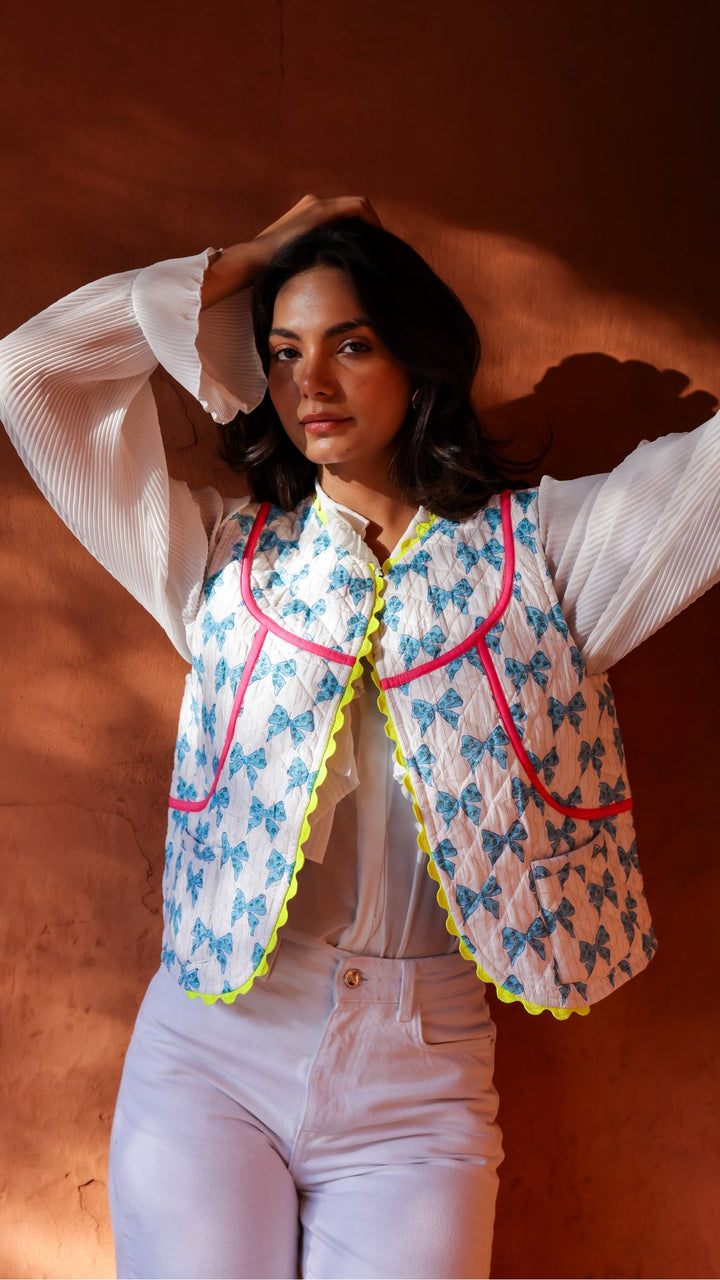 Quilted Waistcoat | Balearic Blue - Bombaby