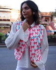 Quilted Waistcoat | Neon Pink Bows - Bombaby