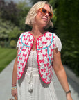 Quilted Waistcoat | Neon Pink Bows - Bombaby