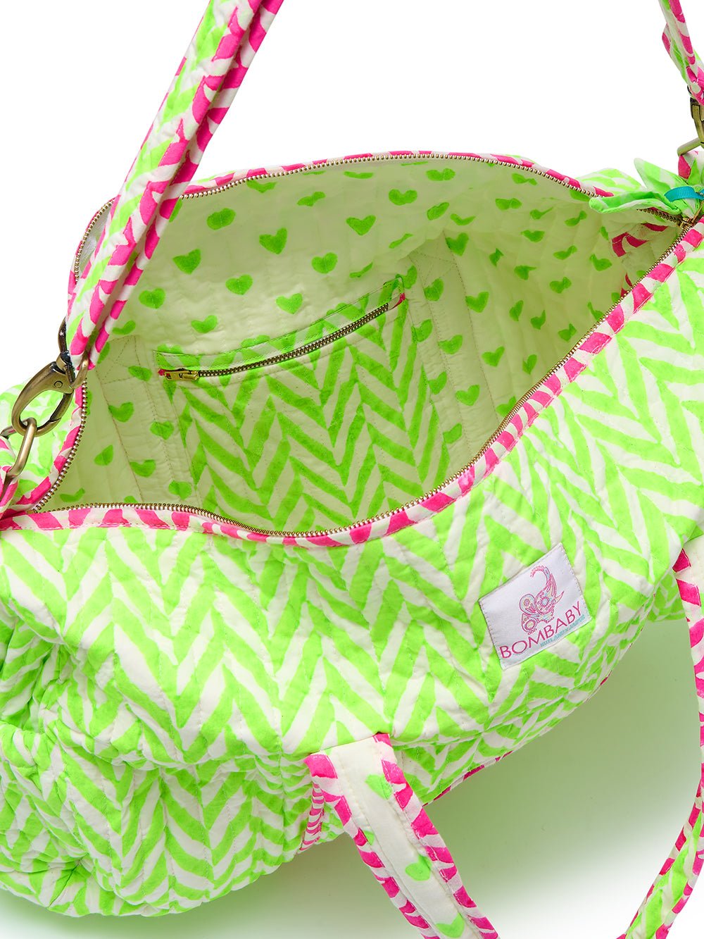 Quilted Weekend Bag | Neon Green - Bombaby