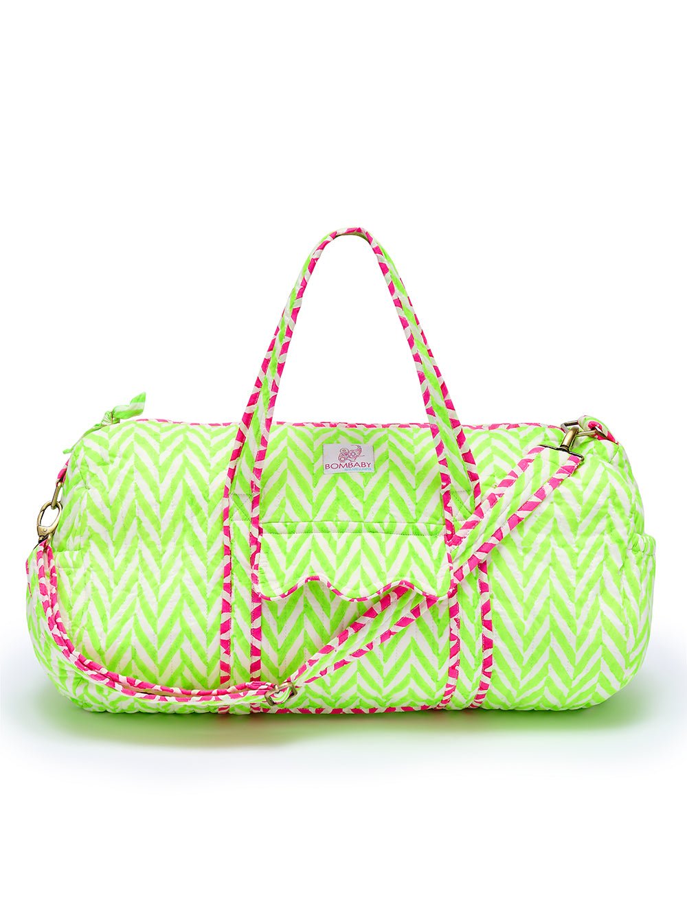 Quilted Weekend Bag | Neon Green - Bombaby