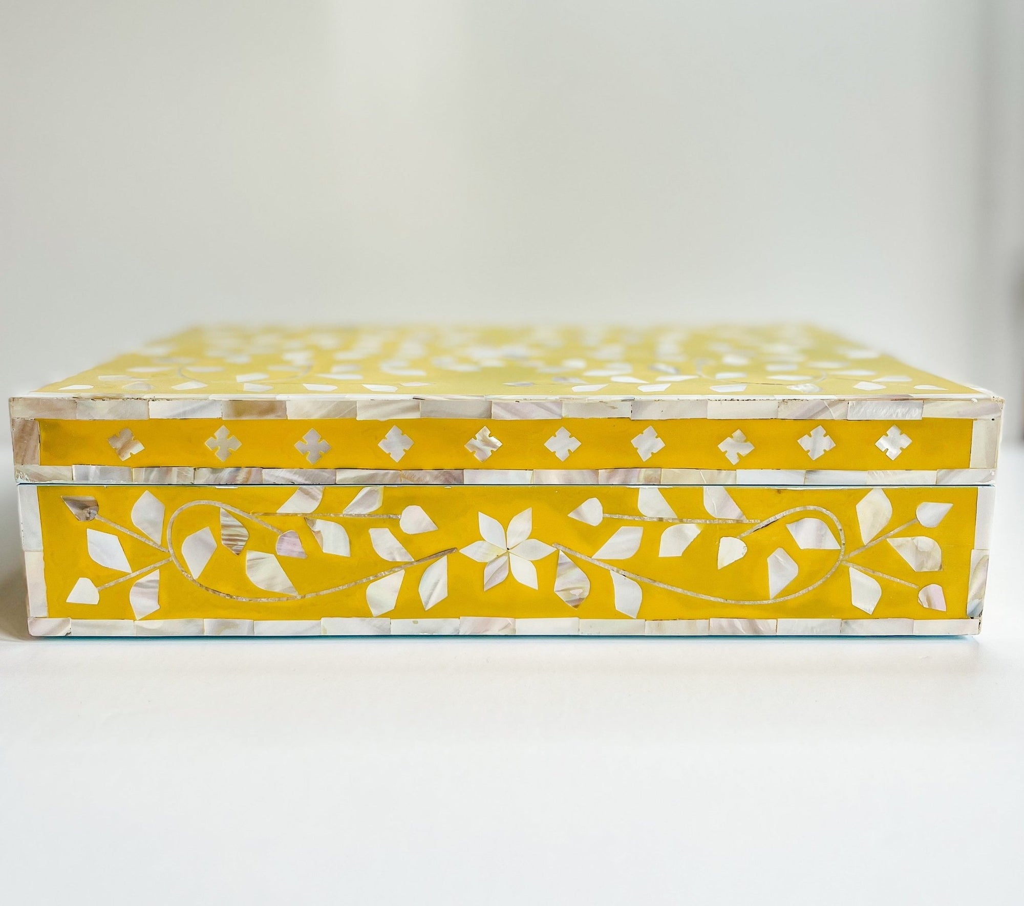 Sunshine Yellow | Large Mother of Pearl Jewellery Box - Bombaby