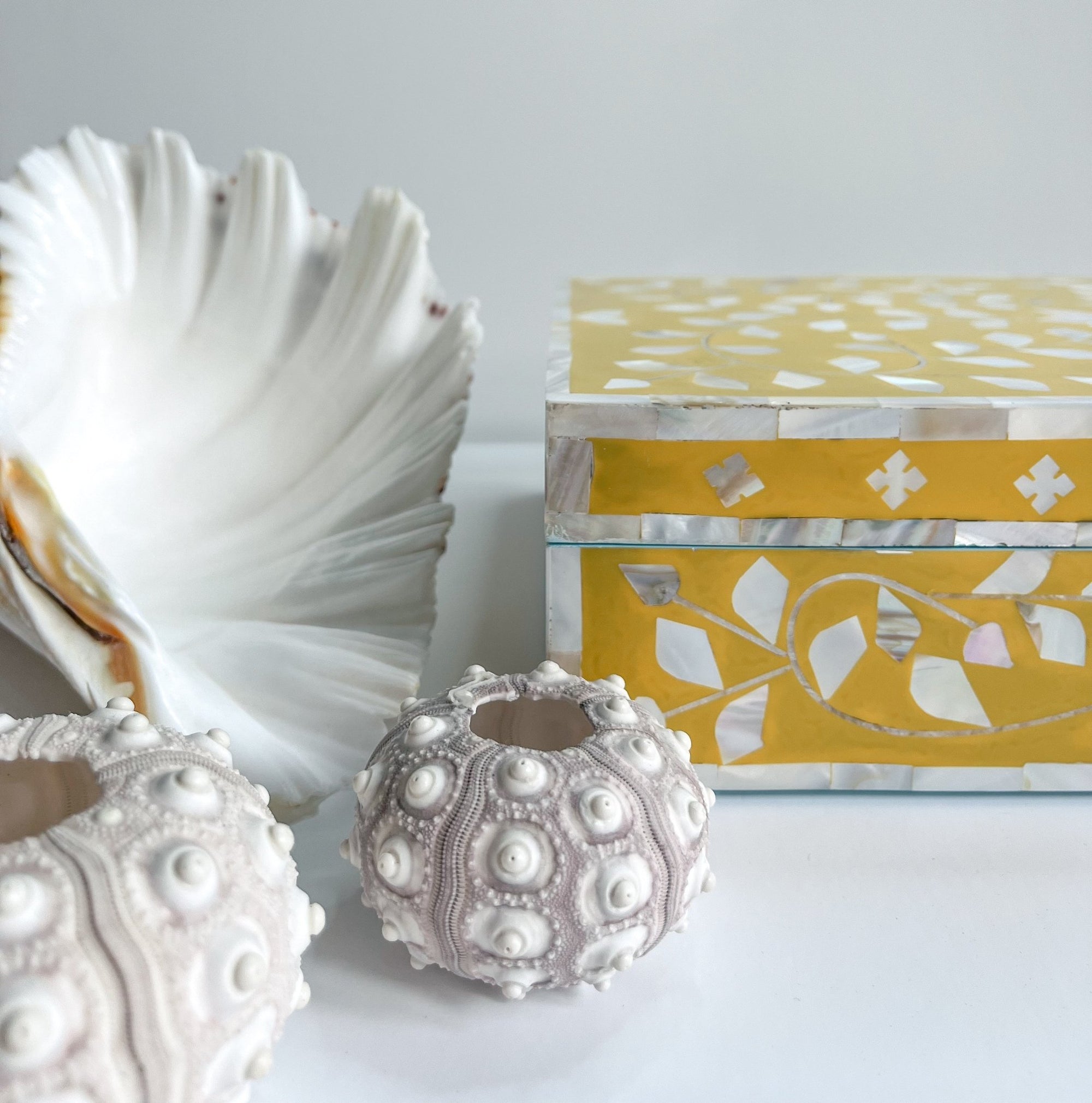 Sunshine Yellow | Large Mother of Pearl Jewellery Box - Bombaby