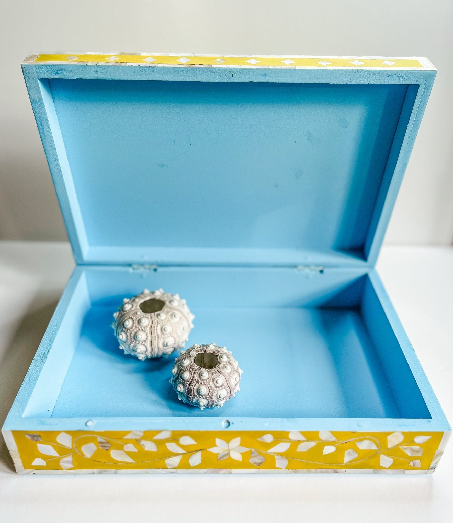 Sunshine Yellow | Large Mother of Pearl Jewellery Box - Bombaby