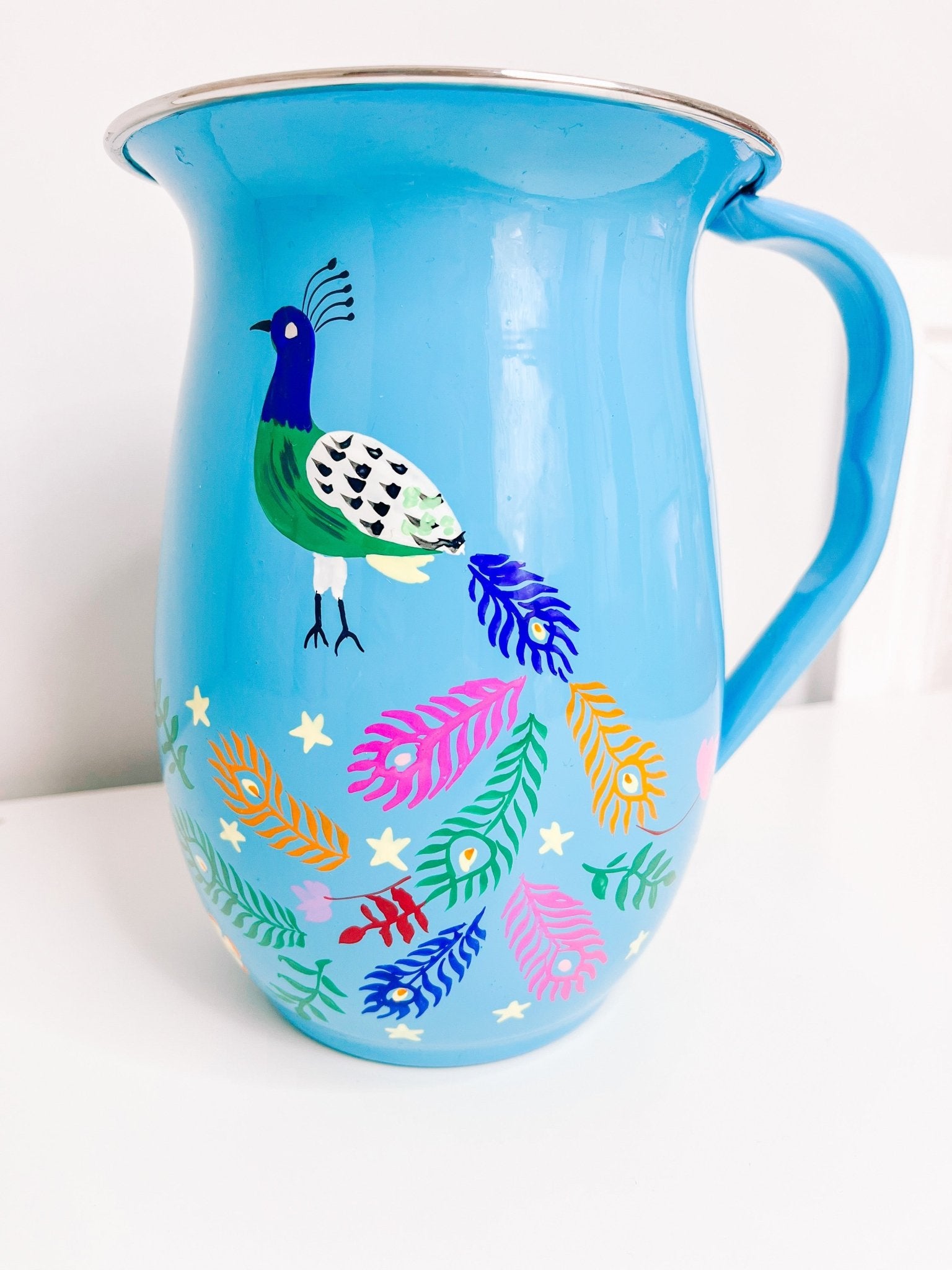 Blue Enamel Jug | Magical Peacock - Bombaby