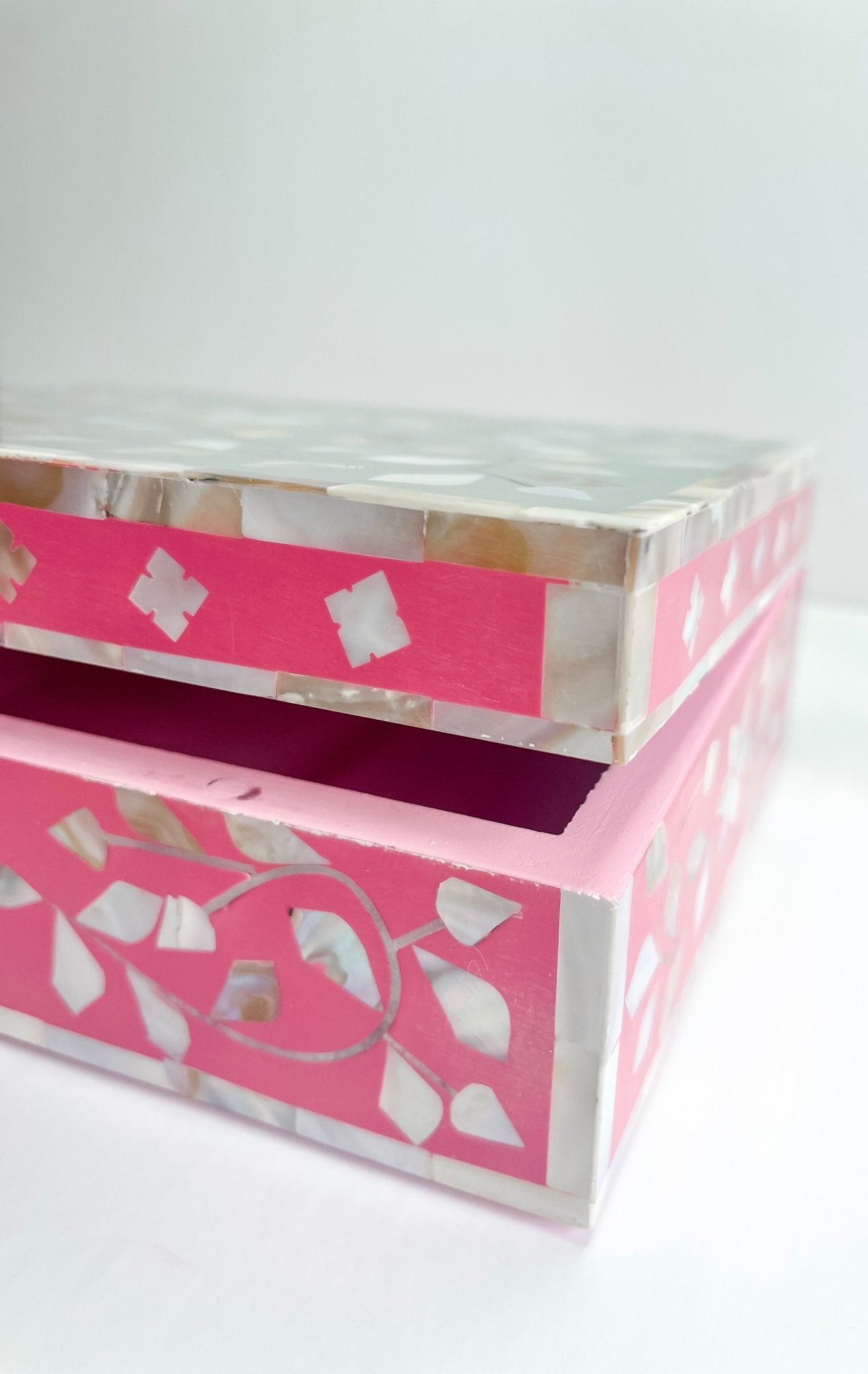 Dove Grey &amp; Pink | Small Mother of Pearl Jewellery Box - Bombaby