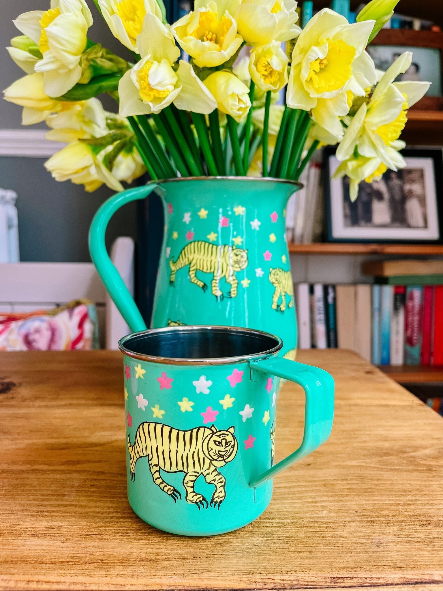 Enamel Jug | Green Tiger &amp; Stars ⭐ - Bombaby