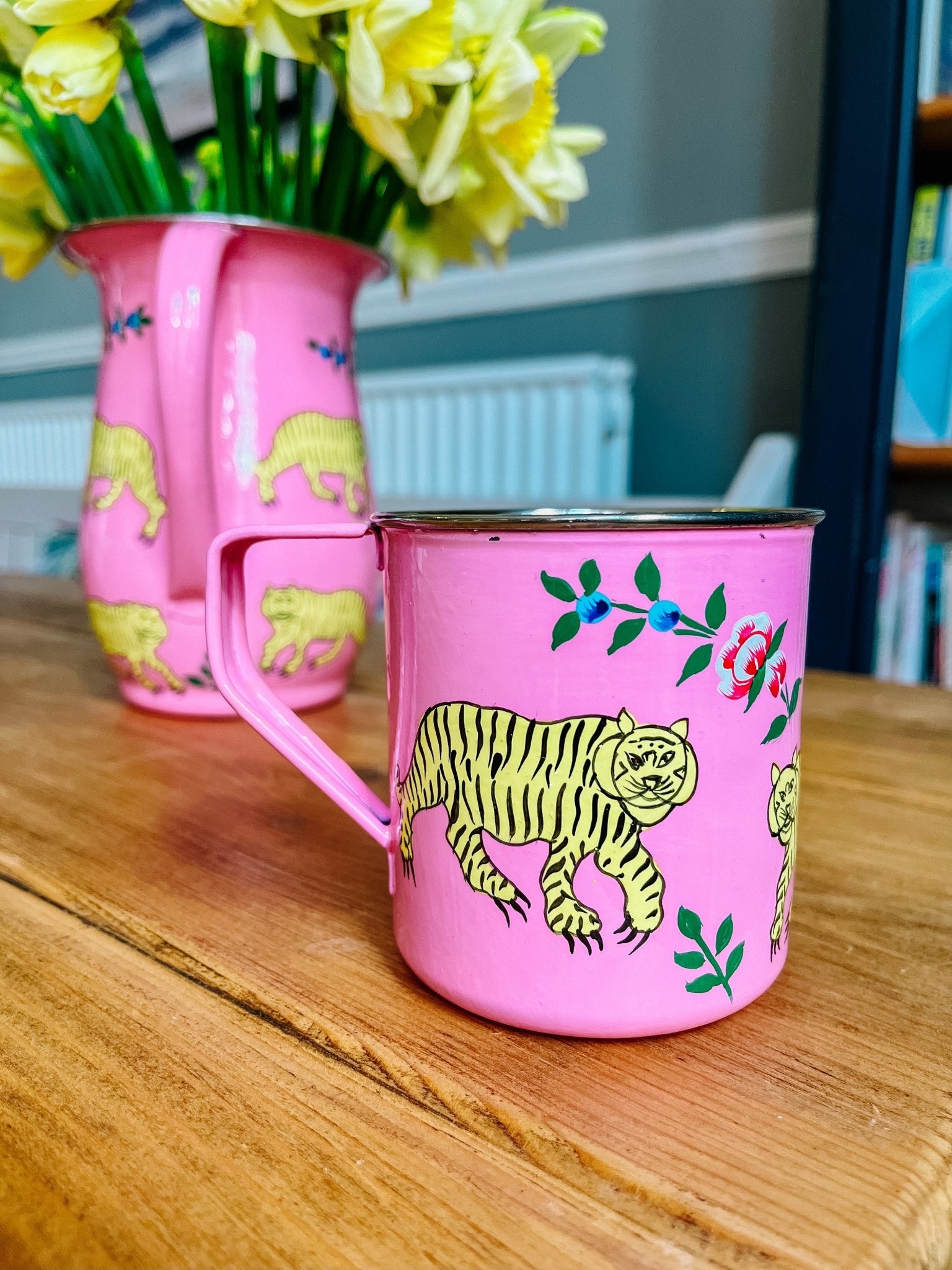 Enamel Jug | Pink Tiger &amp; Flowers 🌸 - Bombaby