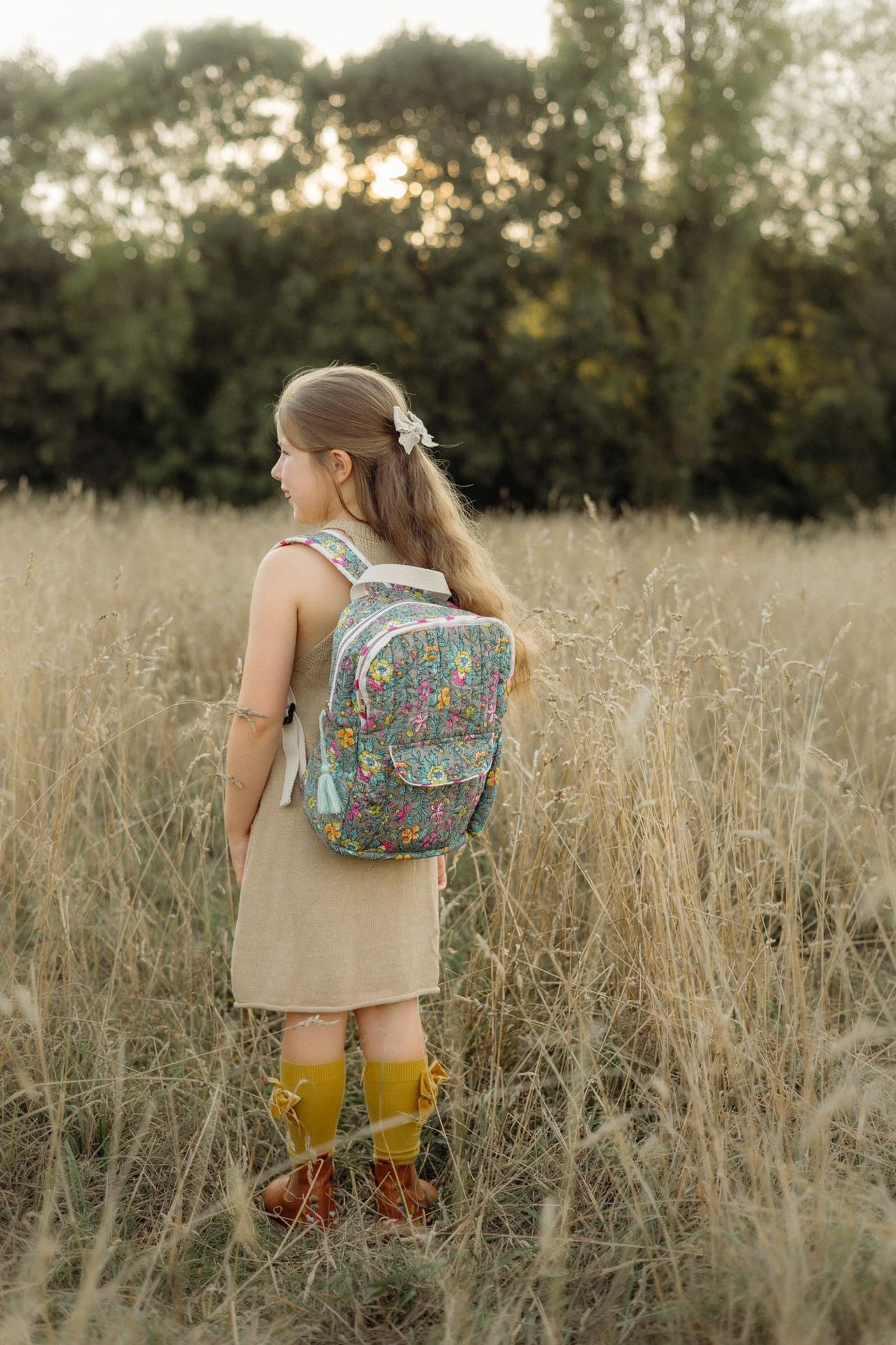 Floral top kids backpack