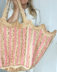 Handmade Jute Scallop Bag | Pink - Bombaby