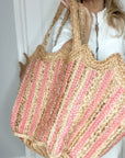 Handmade Jute Scallop Bag | Pink - Bombaby