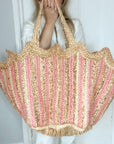 Handmade Jute Scallop Bag | Pink - Bombaby