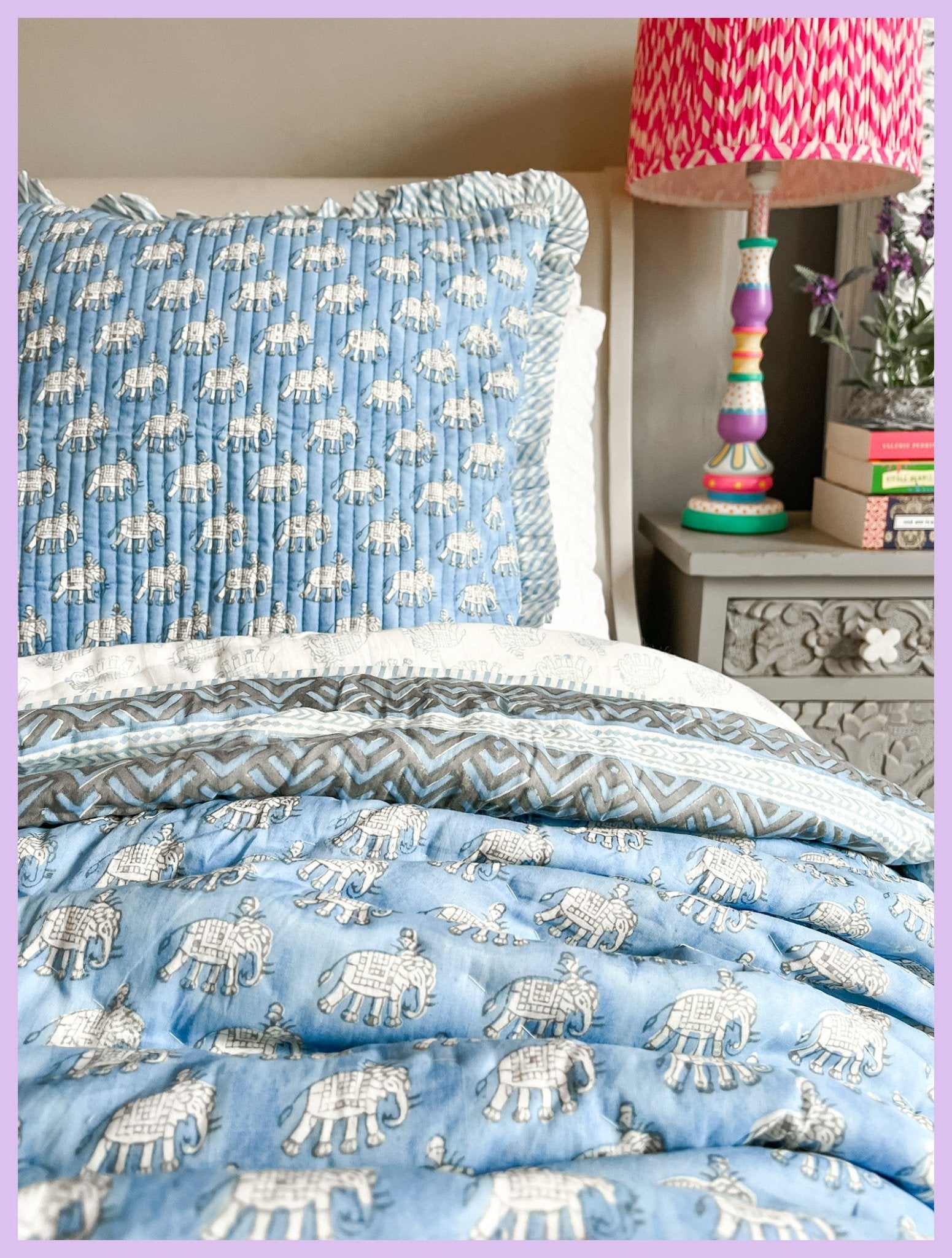 Handmade King Size Heirloom Quilt - Estha - Bombaby