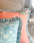 Handmade Quilted Heirloom Cushion | Pink Palms - Bombaby